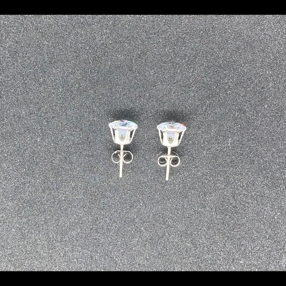 Two Pairs 8mm Cubic Zirconia Earrings - Picture 7 of 10